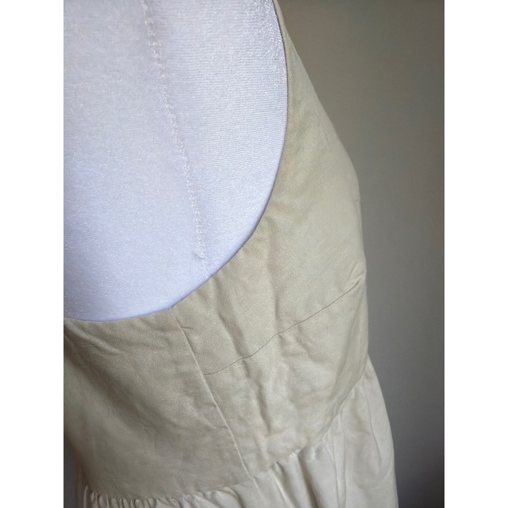 Zara Womens Beige Linen Blend Square Neck Smocked Back Maxi Dress Size M - Picture 3 of 9